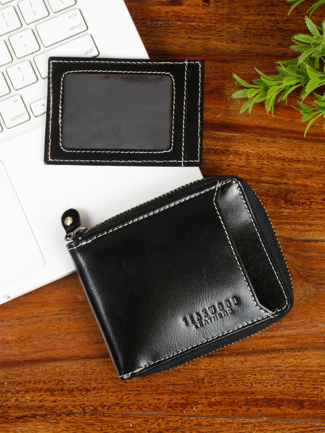 Men Solid Black Leather Wallet with RFID Features