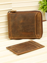 Load image into Gallery viewer, Men's Brown Zip-Around Bifold Leather Wallet
