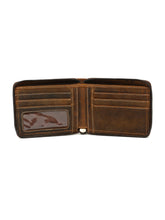 Load image into Gallery viewer, Men's Brown Zip-Around Bifold Leather Wallet
