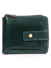 Load image into Gallery viewer, Teakwood Leather Men&#39;s Solid Green Zip Around Wallet
