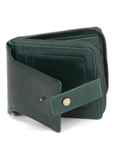 Load image into Gallery viewer, Teakwood Leather Men&#39;s Solid Green Zip Around Wallet
