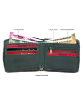 Load image into Gallery viewer, Teakwood Leather Men&#39;s Solid Green Zip Around Wallet
