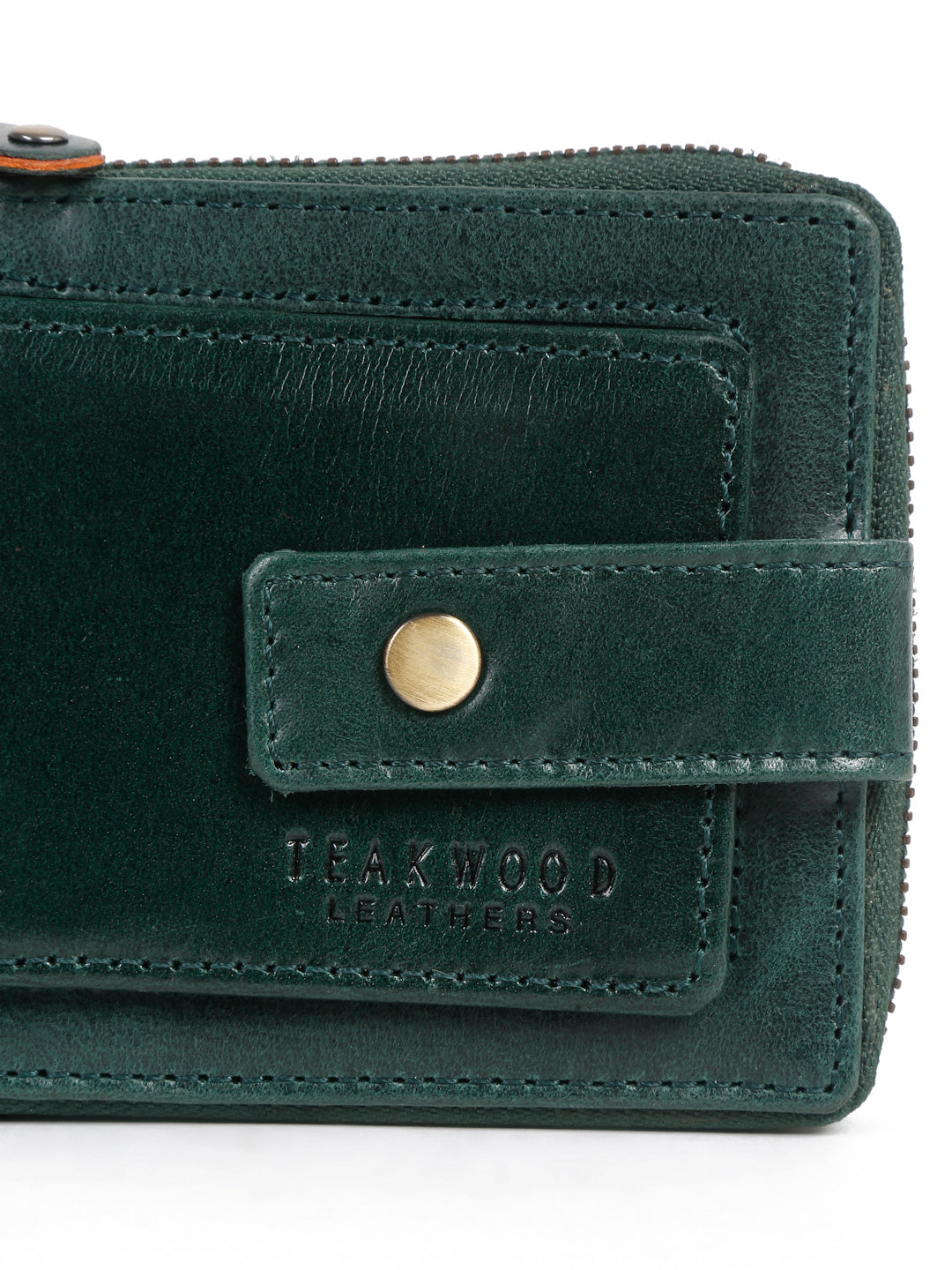 Handmade green leather wallet - Indianleathercraft