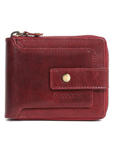 Load image into Gallery viewer, Teakwood Leather Men&#39;s Solid Maroon Zip Around Wallet
