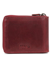 Load image into Gallery viewer, Teakwood Leather Men&#39;s Solid Maroon Zip Around Wallet
