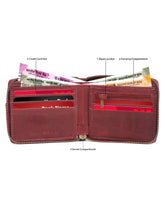 Load image into Gallery viewer, Teakwood Leather Men&#39;s Solid Maroon Zip Around Wallet
