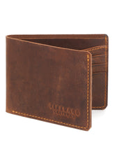 Load image into Gallery viewer, Leather Men&#39;s Solid Brown Two Fold Wallet
