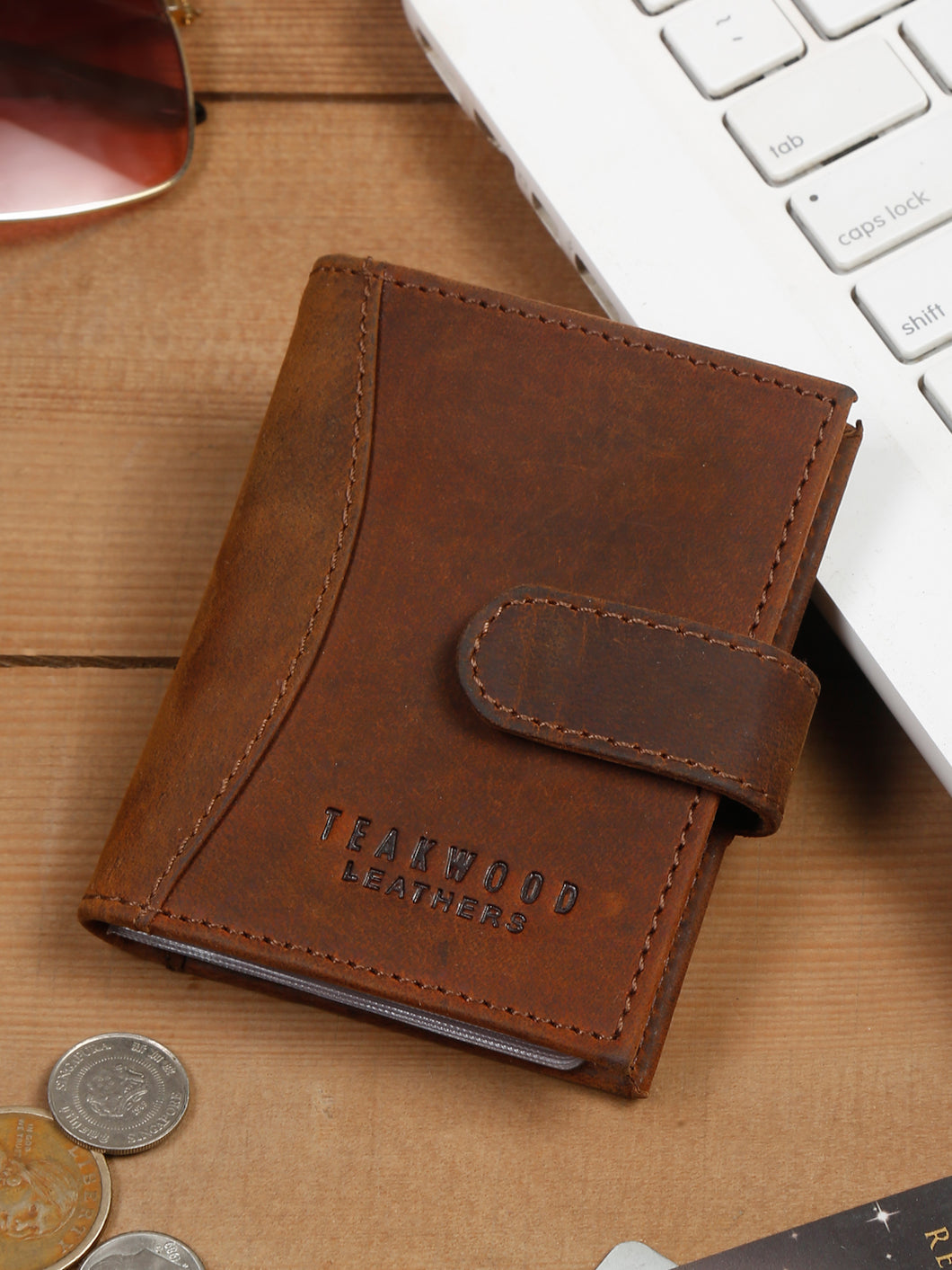 Leather Unisex Brown Card Holder
