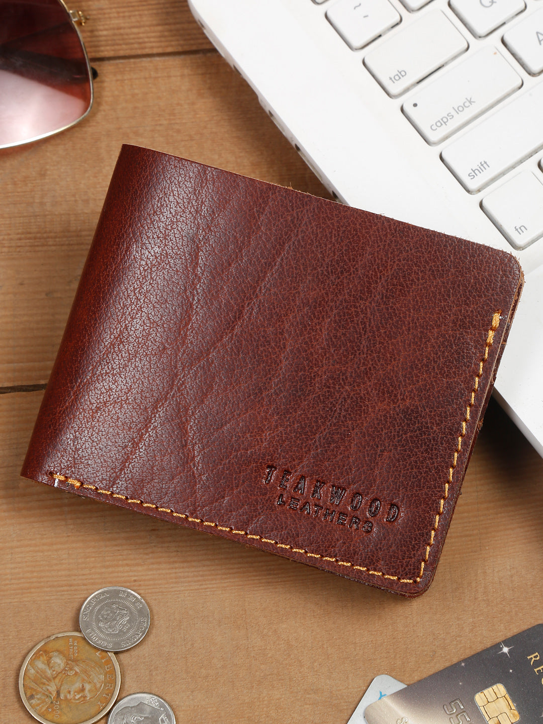 Teak Men’s Leather Wallet – RFID Blocking, 16 Compartments, Tan Genuine Leather