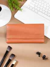 Load image into Gallery viewer, Women Orange Leather Two Fold Wallet
