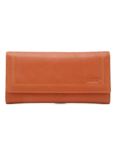 Load image into Gallery viewer, Women Orange Leather Two Fold Wallet
