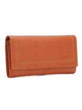 Load image into Gallery viewer, Women Orange Leather Two Fold Wallet
