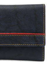 Load image into Gallery viewer, Women Blue Leather Two Fold Wallet
