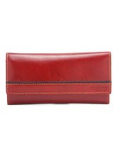 Load image into Gallery viewer, Women Red Leather Two Fold Wallet
