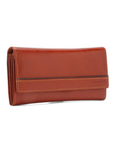 Load image into Gallery viewer, Women Tan Leather Two Fold Wallet
