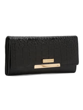 Load image into Gallery viewer, Women Croco Black Leather Two Fold Wallet
