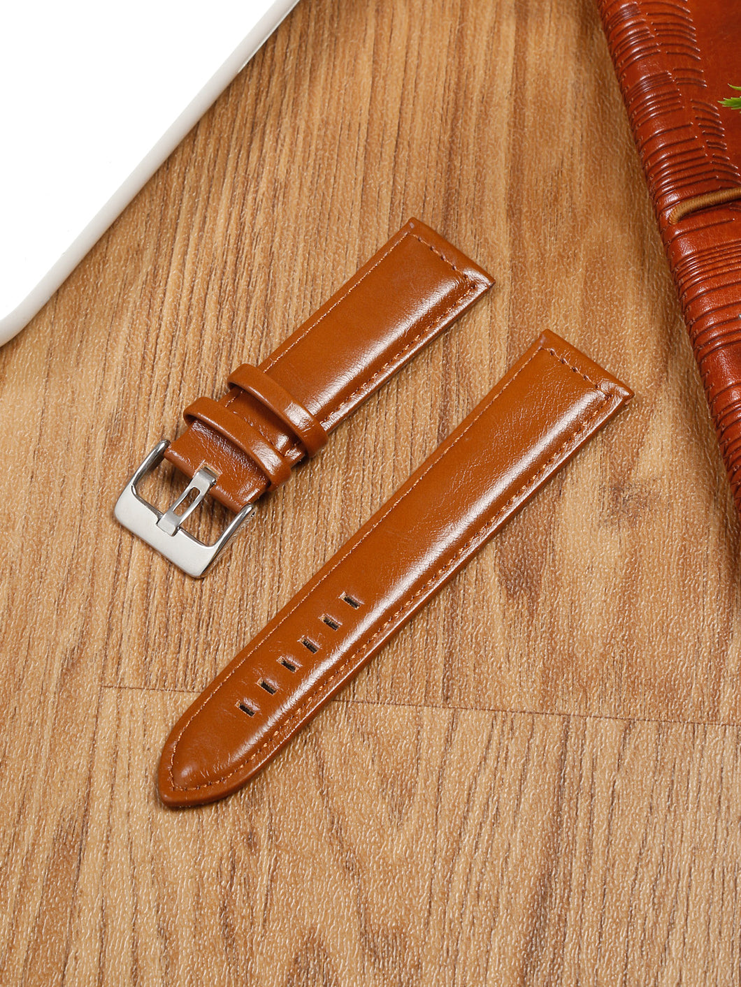 Teakwood Brown Leather Casual 22 MM Watch Strap