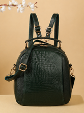 Load image into Gallery viewer, Teakwood Leathers Solid Textured Backpack cum Side Bag (2 in 1)
