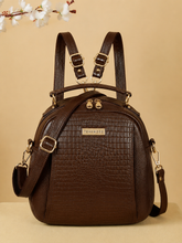 Load image into Gallery viewer, Teakwood Leathers Solid Textured Backpack cum Side Bag (2 in 1)
