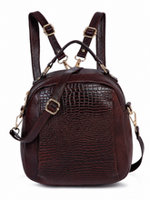Load image into Gallery viewer, Teakwood Leathers Solid Textured Backpack cum Side Bag (2 in 1)
