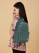 Load image into Gallery viewer, Women&#39;s GREEN solid Leather backpack
