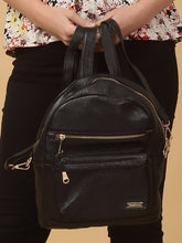 Load image into Gallery viewer, Women Black Texture Leather Backpack
