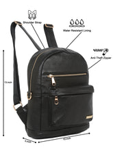 Load image into Gallery viewer, Women Black Texture Leather Backpack

