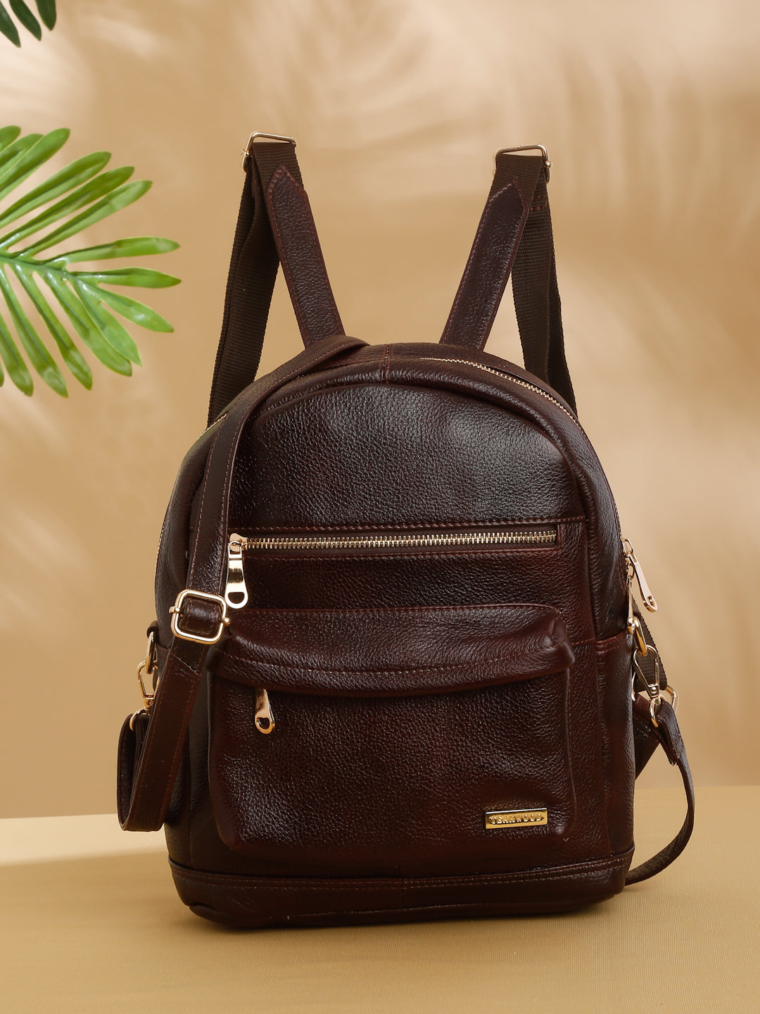 Women Brown Texture Leather Backpack – Teakwood Leathers