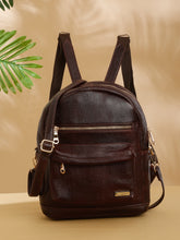 Load image into Gallery viewer, Women Brown Texture Leather Backpack
