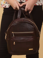 Load image into Gallery viewer, Women Brown Texture Leather Backpack
