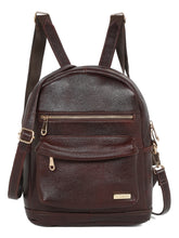 Load image into Gallery viewer, Women Brown Texture Leather Backpack
