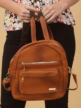 Load image into Gallery viewer, Women Tan Texture Leather Backpack
