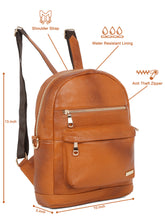 Load image into Gallery viewer, Women Tan Texture Leather Backpack
