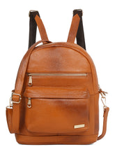 Load image into Gallery viewer, Women Tan Texture Leather Backpack
