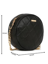 Load image into Gallery viewer, Women Round Black Quilted Leather Sling Bag
