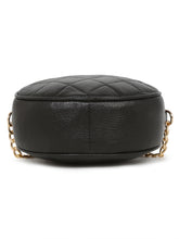 Load image into Gallery viewer, Women Round Black Quilted Leather Sling Bag
