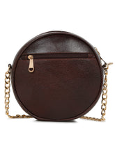 Load image into Gallery viewer, Women Round Brown Quilted Leather Sling Bag
