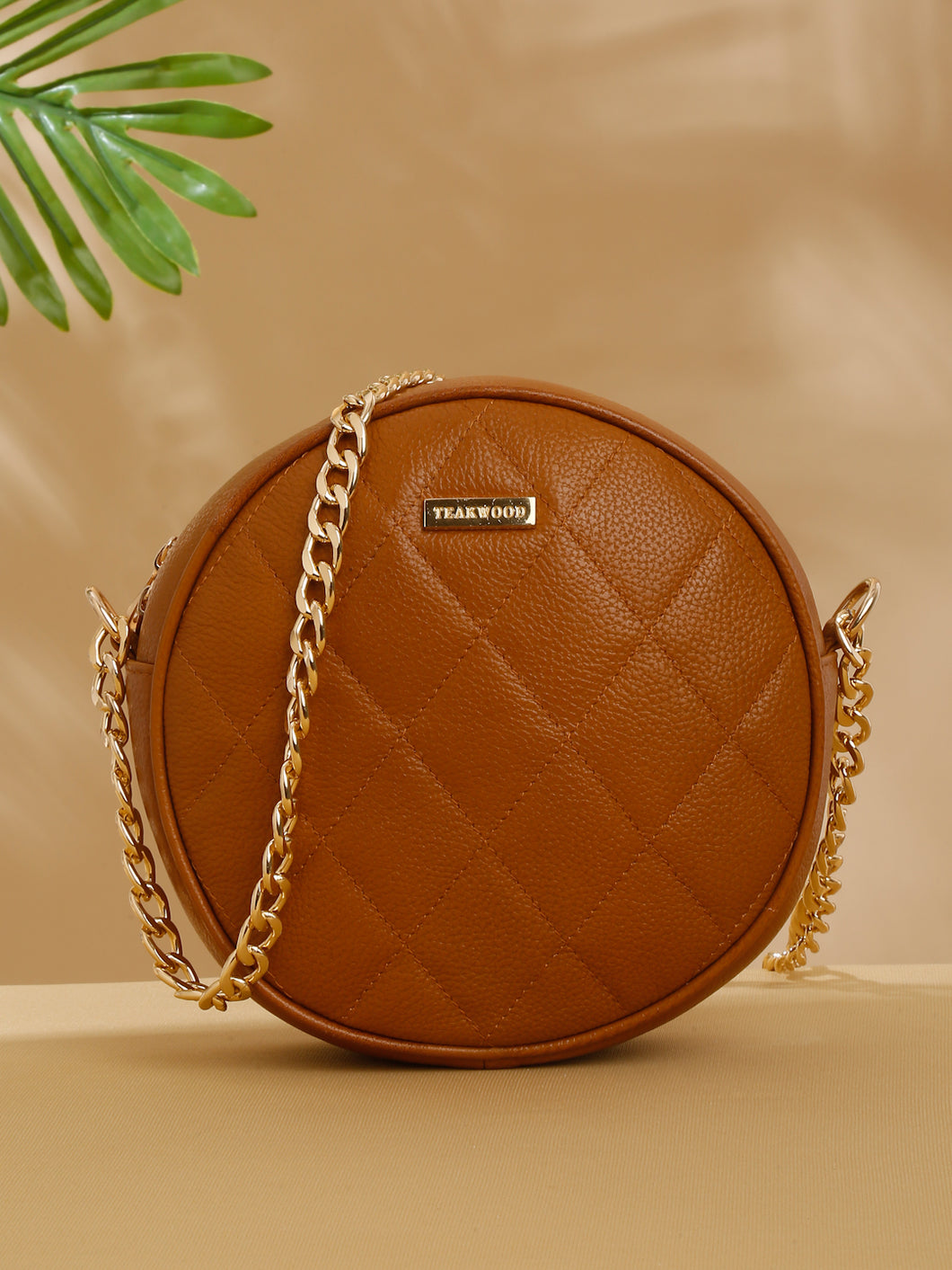 Women Round Mango Quilted Leather Sling Bag – Teakwood Leathers