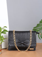 Load image into Gallery viewer, Women&#39;s textured Leather Sling Bag With Bow
