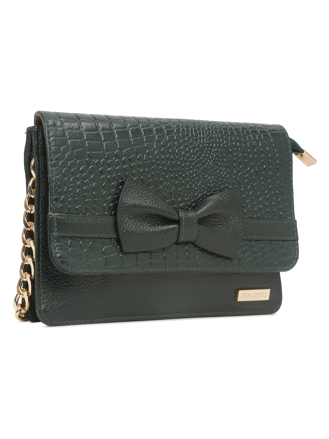 Women's textured Leather Sling Bag With Bow