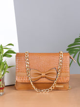 Load image into Gallery viewer, Women&#39;s textured Leather Sling Bag With Bow

