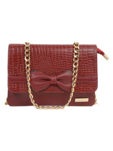 Load image into Gallery viewer, Women&#39;s textured Leather Sling Bag With Bow

