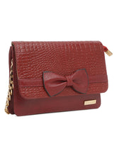 Load image into Gallery viewer, Women&#39;s textured Leather Sling Bag With Bow
