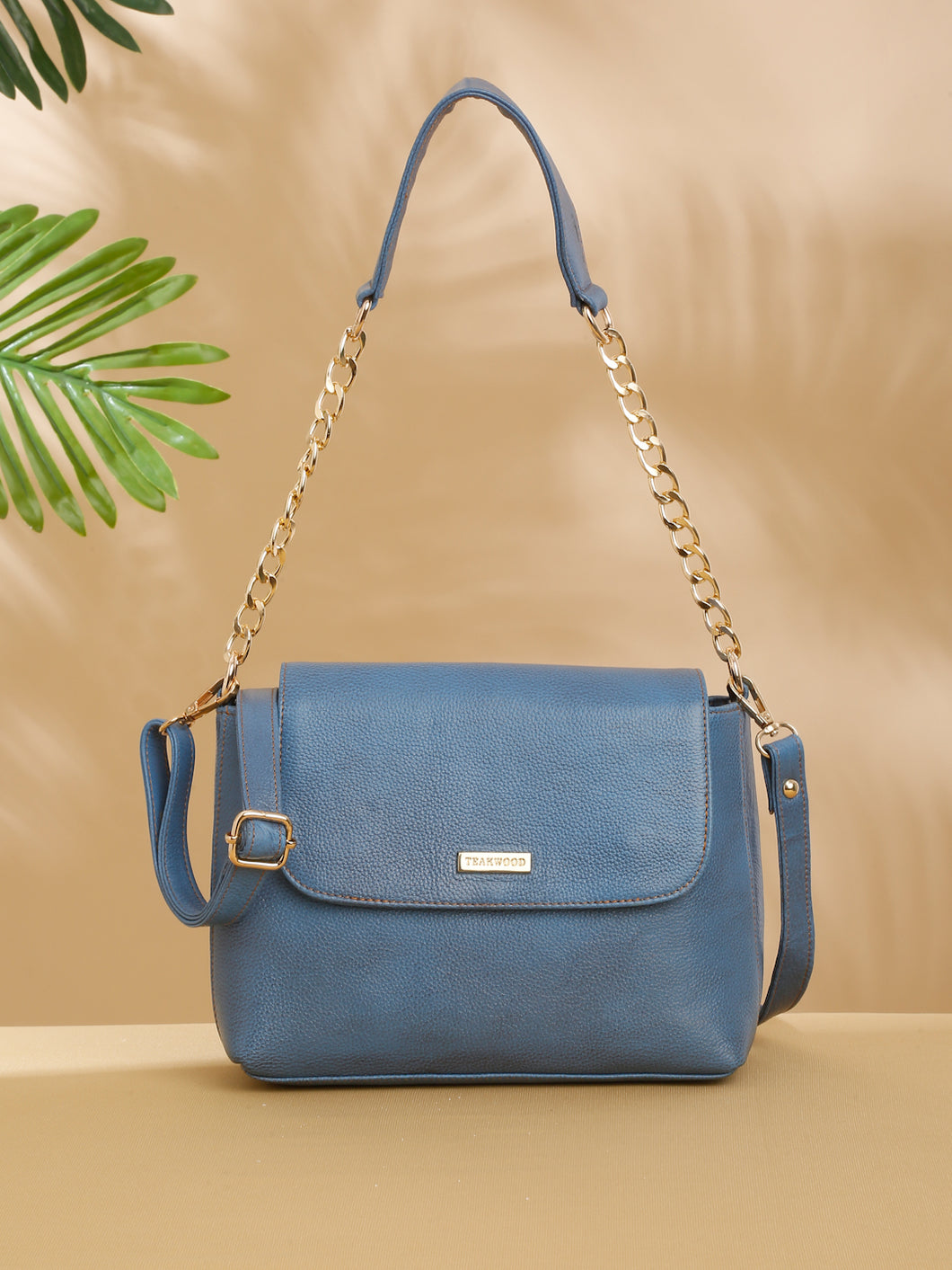 Women SkyBlue Texture Leather Sling Bag