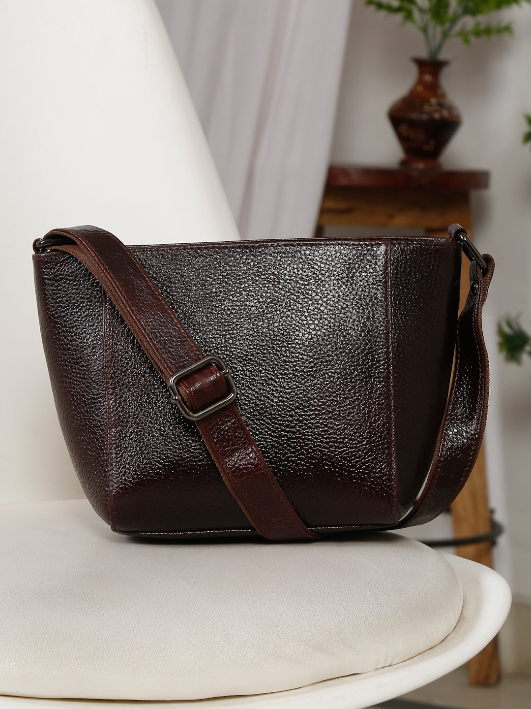 Teakwood Women's Solid Brown Shoulder Handbag - Main Image
