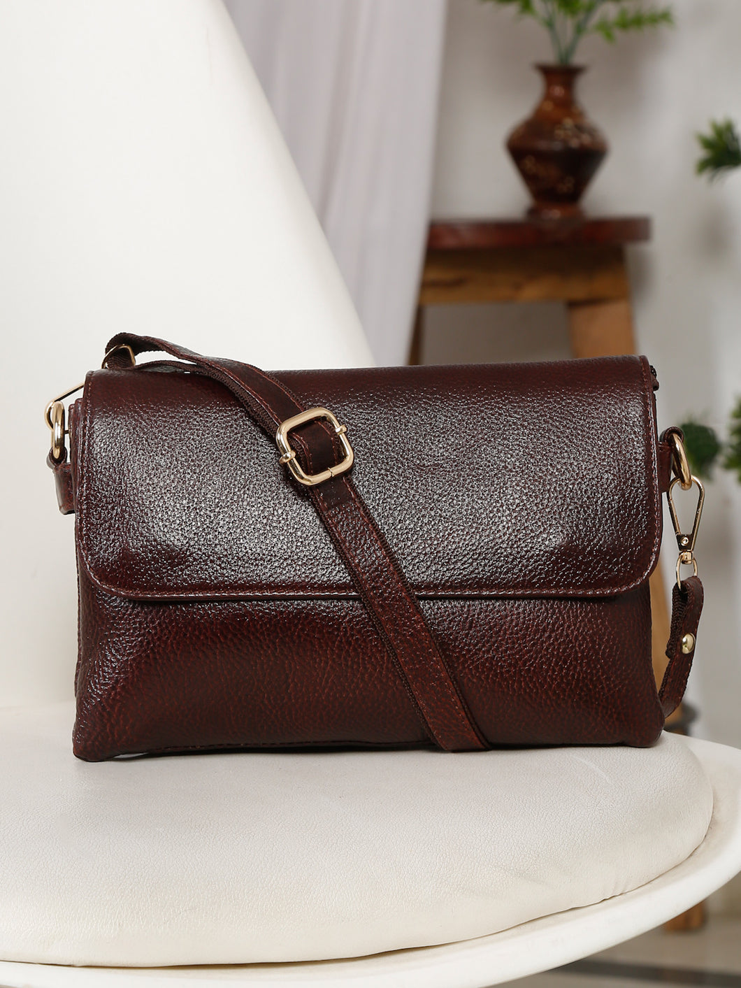Teakwood Women's Brown Texture Sling Bag