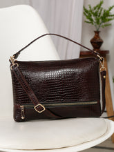 Load image into Gallery viewer, Teakwood Women&#39;s Croc Texture Brown Sling Bag
