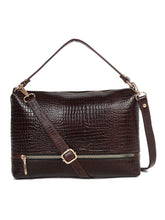 Load image into Gallery viewer, Teakwood Women&#39;s Croc Texture Brown Sling Bag
