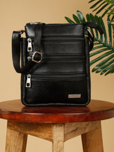 Load image into Gallery viewer, Unisex Black Leather Sling Bag
