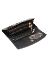 Load image into Gallery viewer, Teakwood Croco Texture Black Women&#39;s Two Fold Wallet
